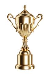 Fototapeta na wymiar Gold trophy cup isolated on white background with clipping path included. 3D render illustration.