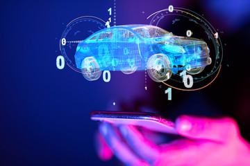 Fototapeta na wymiar digital car technology smart in virtuel room