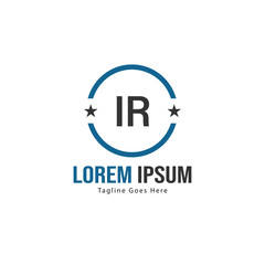 Fototapeta premium Initial IR logo template with modern frame. Minimalist IR letter logo vector illustration