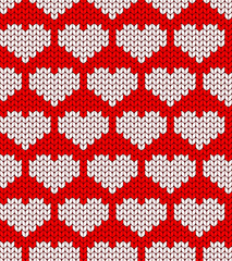 Hearts. Seamless decorative background. Knitted pattern for sweater, scarf or socks. Jacquard weave. Wallpaper or cover.