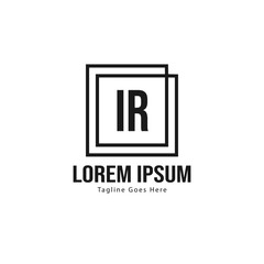 Initial IR logo template with modern frame. Minimalist IR letter logo vector illustration
