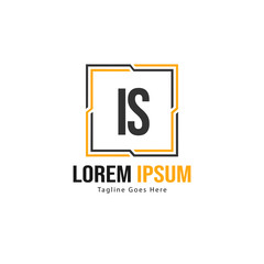 Initial IS logo template with modern frame. Minimalist IS letter logo vector illustration