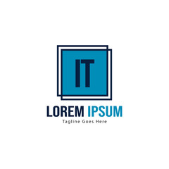 Initial IT logo template with modern frame. Minimalist IT letter logo vector illustration