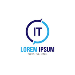 Initial IT logo template with modern frame. Minimalist IT letter logo vector illustration