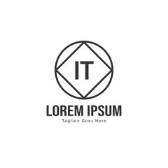Initial IT logo template with modern frame. Minimalist IT letter logo vector illustration