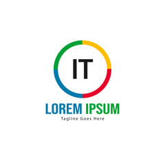 Initial IT logo template with modern frame. Minimalist IT letter logo vector illustration