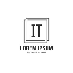 Initial IT logo template with modern frame. Minimalist IT letter logo vector illustration