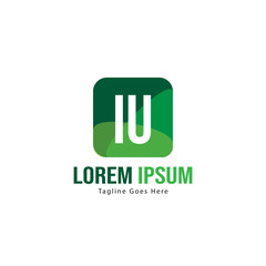 Initial IU logo template with modern frame. Minimalist IU letter logo vector illustration