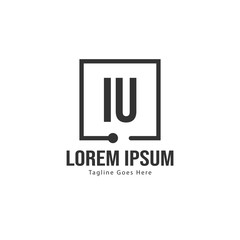Initial IU logo template with modern frame. Minimalist IU letter logo vector illustration