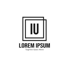 Obraz premium Initial IU logo template with modern frame. Minimalist IU letter logo vector illustration
