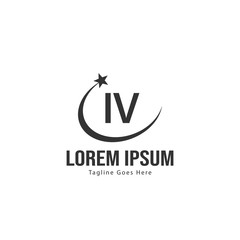 Initial IV logo template with modern frame. Minimalist IV letter logo vector illustration
