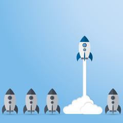 Think differently - Being different, taking risky, move for success in life -The graphic of rocket also represents the concept of courage, enterprise, confidence, belief, fearless, daring. Vector