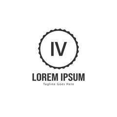 Initial IV logo template with modern frame. Minimalist IV letter logo vector illustration