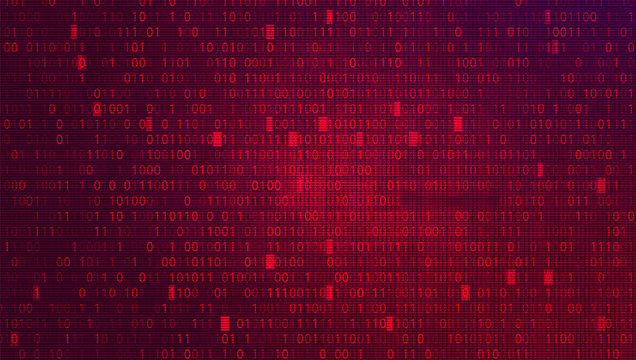 Digital Binary Code on Red BG. Cybercrime Concept