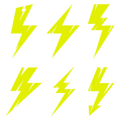 Thunder and Bolt Lighting Polygonal Flash Logo Set on White Background