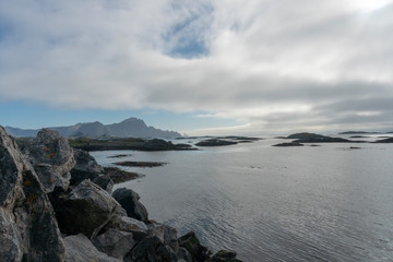 Fototapeta na wymiar Fantastic view of the sea by the north part of lofoten andenes