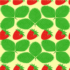 vector image of strawberry with leaves