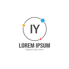 Initial IY logo template with modern frame. Minimalist IY letter logo vector illustration