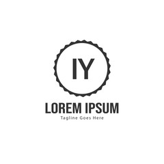 Initial IY logo template with modern frame. Minimalist IY letter logo vector illustration