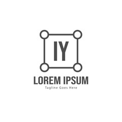 Initial IY logo template with modern frame. Minimalist IY letter logo vector illustration