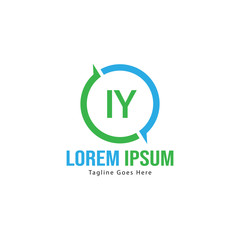 Initial IY logo template with modern frame. Minimalist IY letter logo vector illustration