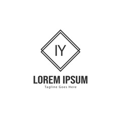 Fototapeta premium Initial IY logo template with modern frame. Minimalist IY letter logo vector illustration