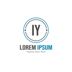 Initial IY logo template with modern frame. Minimalist IY letter logo vector illustration