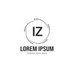 Initial IZ logo template with modern frame. Minimalist IZ letter logo vector illustration