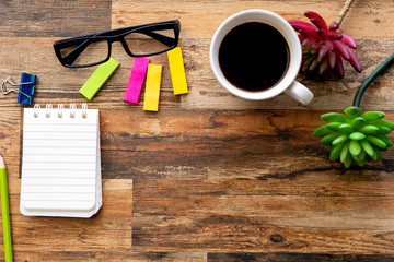 flat lay on composition working table copy space for text 