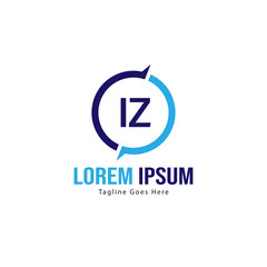 Initial IZ logo template with modern frame. Minimalist IZ letter logo vector illustration