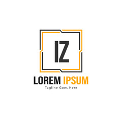Initial IZ logo template with modern frame. Minimalist IZ letter logo vector illustration