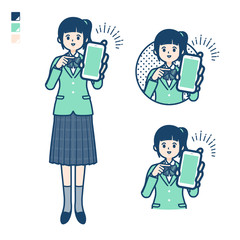 simple type school girl Green Blazer_smartphone show screen
