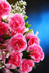 Composition with bouquet of freshly cut flowers