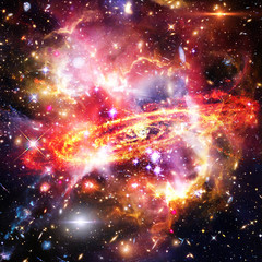 Obraz premium Space Background with Colorful Galaxy Cloud Nebula. The elements of this image furnished by NASA.