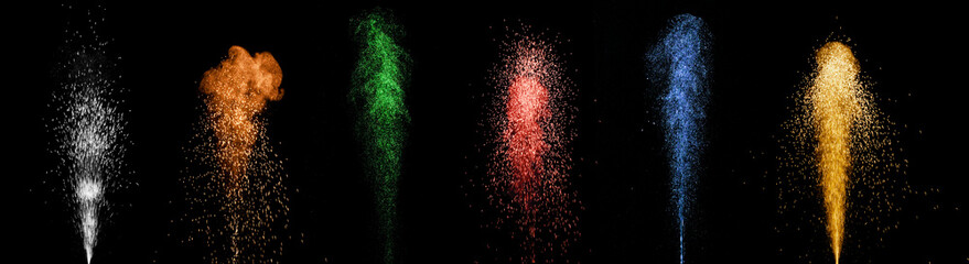 colorful fountain fireworks stream into dark night