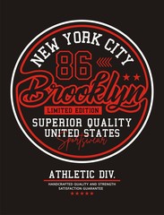 Fototapeta na wymiar Brooklyn 86 ypography sport for t-shirt print design and various uses, vector illustration