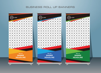Roll up banner design template, vertical, abstract banner background, pull up design, modern x-banner, rectangle size