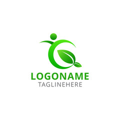 Happy Nature Green Leaf Logo Design