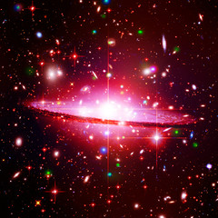 Starfield, galaxies and flares. The elements of this image furnished by NASA.