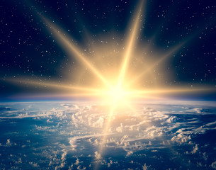 Sunrise  from space. The elements of this image furnished by NASA.