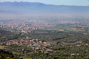 Odemis plain and Odemis city view, in Izmir, Turkey.