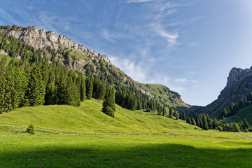 Fototapeta na wymiar la vallée de Justistal dans les Alpes Suisses