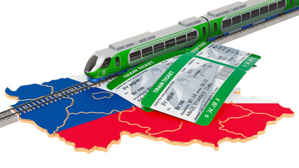 Rail travel in Czech Republic, concept. 3D rendering