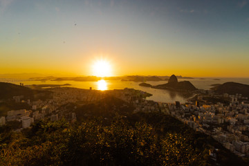 Dawn in the city of Rio de Janeiro, Guanabara Bay and Sugar Loaf!  observatory Dona Marta