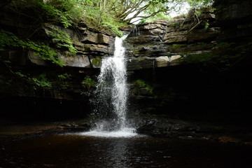 summerhill force waterfall and gibsons cave - obrazy, fototapety, plakaty