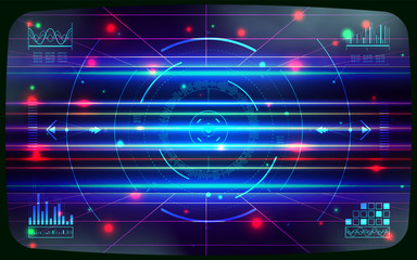 HUD UI and infographic elements. Sci-fi futuristic user interface. Technology background. Spaceship hightech screen concept. Computer game screen. Vector illustration