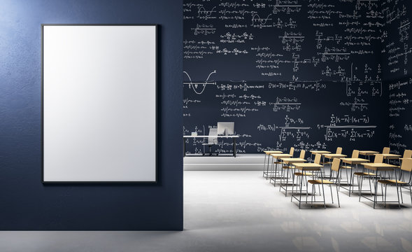 Modern classroom with poster