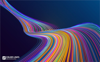 Abstract color lines background. Moving colorful lines of abstract background. Moving color waves. Design elements for card, website, wallpaper, presentation. Abstract creative disco template.