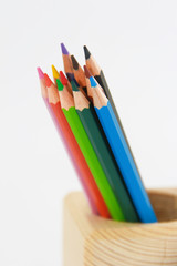 Fototapeta premium colorful wooden pencils for drawing on white background