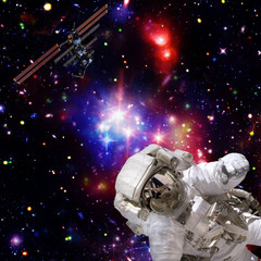 Obraz na płótnie Canvas Astronaut flies in space. The elements of this image furnished by NASA.